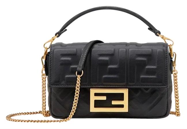 Fendi Baguette Black Leather Cross Body Bag 