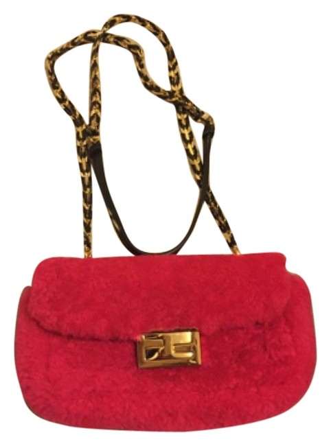 Fendi Shoulder Baguette Mini Shearling Cross Body Bag 