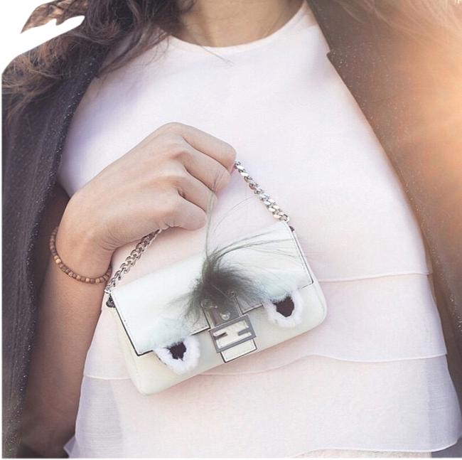 Fendi Baguette White Leather Cross Body Bag 