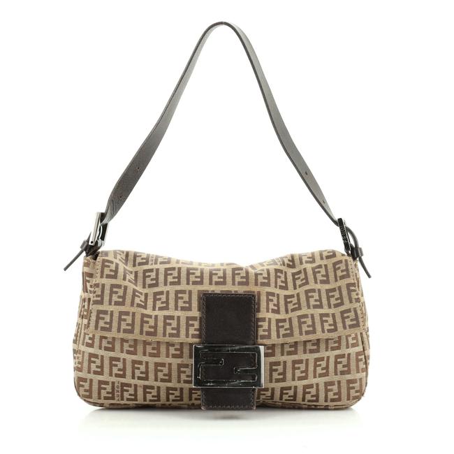 Fendi Baguette Zucca Brown Canvas Satchel 