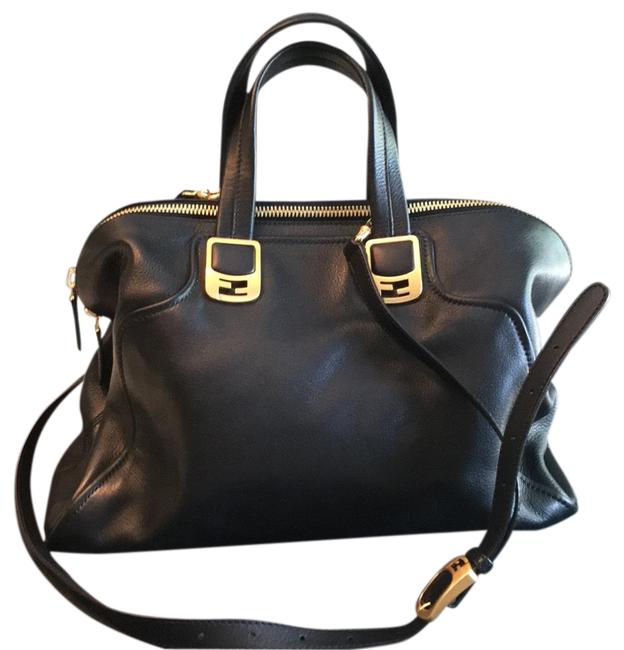 Fendi Bauletto Black Soft Leather Satchel 