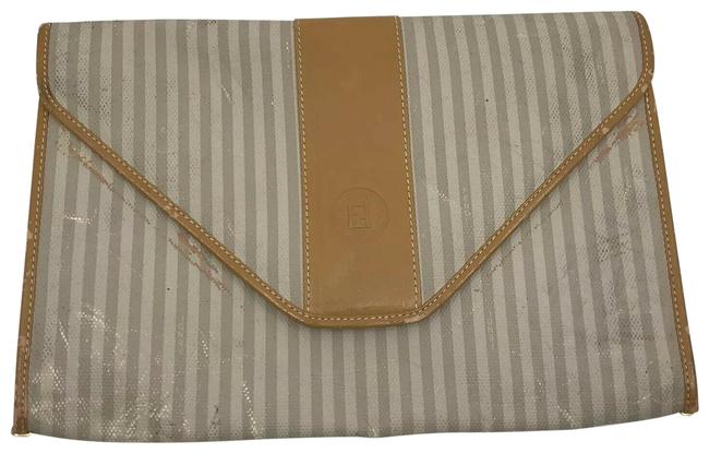 Fendi Beige Coated Canvas Clutch 