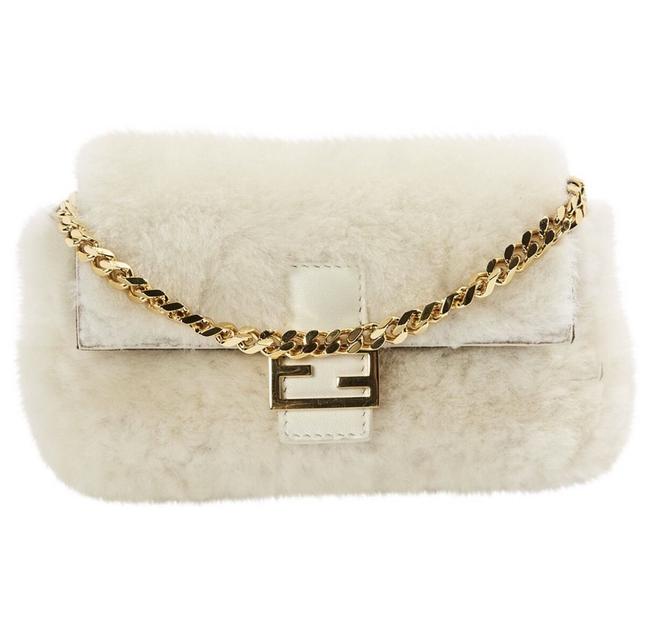 Fendi Beige Shearling Fur Cross Body Bag 