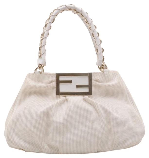 Fendi Beige Zucca Mia White Leather Hobo Bag 