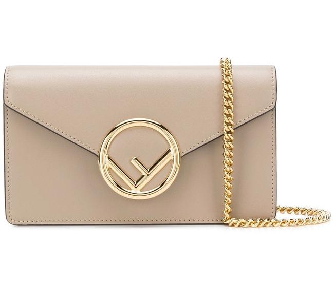 Fendi Belt Beige Calfskin Leather Cross Body Bag 