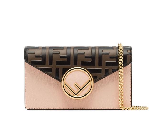 Fendi Belt BeigeBrownBlack Calfskin Leather Cross Body Bag 