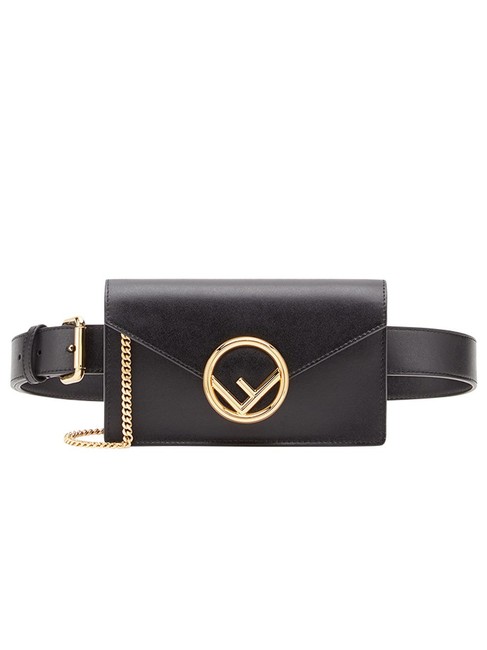Fendi Belt Black Calfskin Leather Cross Body Bag 