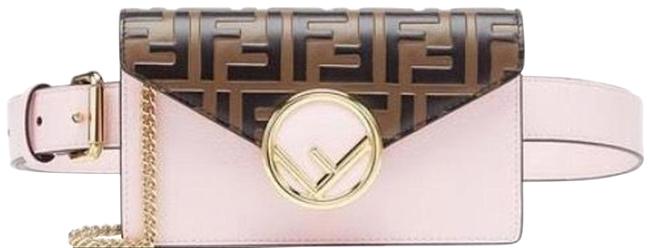 Fendi Belt Ff Logo Pink Leather Cross Body Bag 