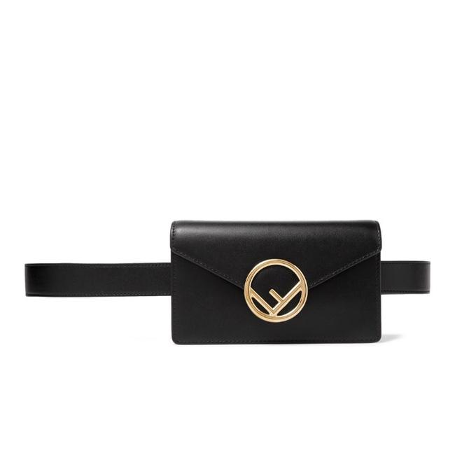 Fendi Belt Logo Embellished Leather Black Cross Body Bag 