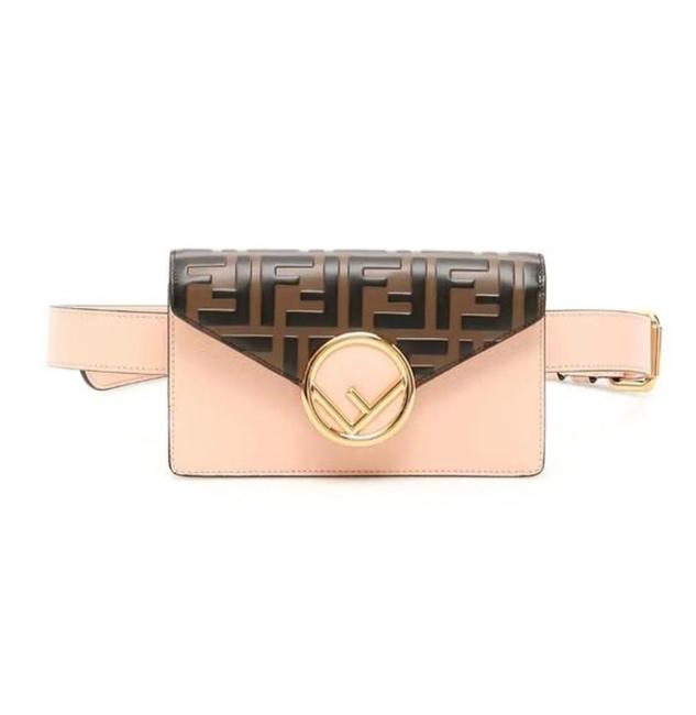 Fendi Belt Pink Calfskin Leather Cross Body Bag 