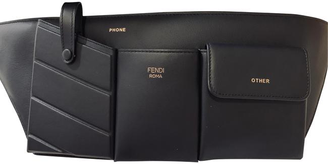 Fendi Belt Pockets Black Calfskin Leather Cross Body Bag 