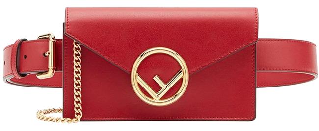 Fendi Belt Red Calfskin Leather Cross Body Bag 
