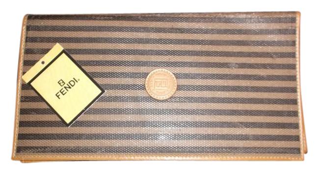 Fendi Bifold Beige and Brown Picotin Canvas Clutch 