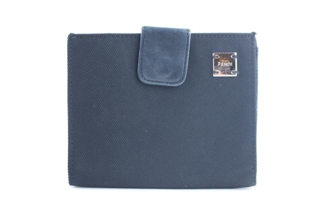 Fendi Bifold Square Wallet 11fr0605 Black Canvas Clutch 