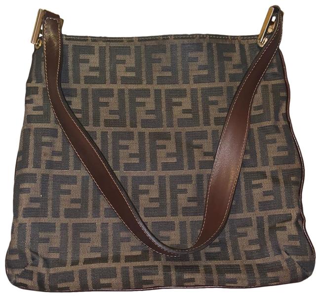 Fendi Black  Tan Leather Satchel 
