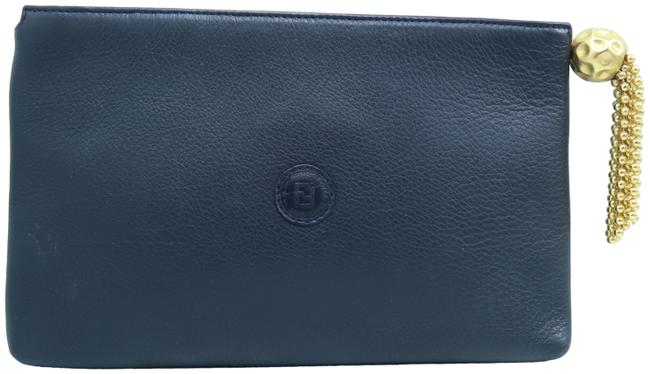 Fendi Black Calfskin Leather Clutch 