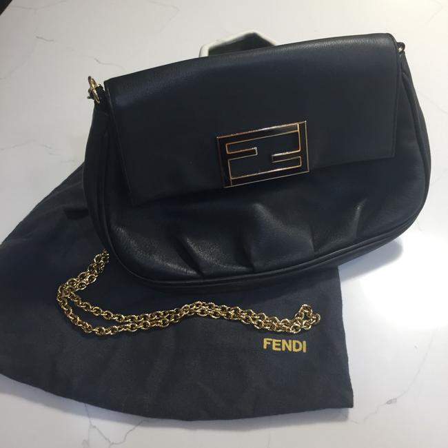 Fendi Black Cow Skin Leather Cross Body Bag 
