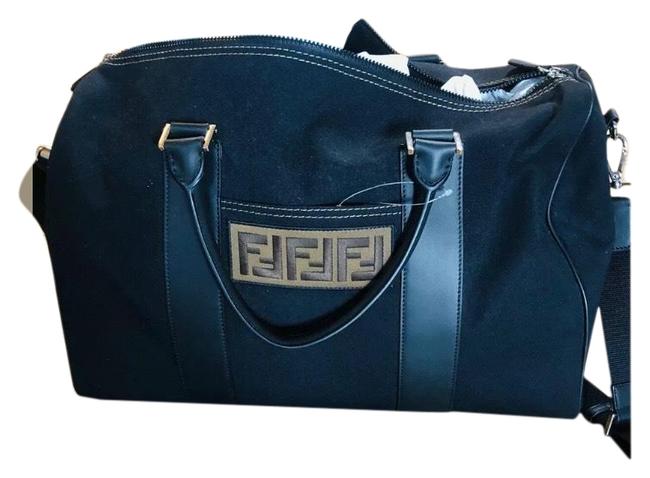 Fendi Black Duffel Canvas Satchel 