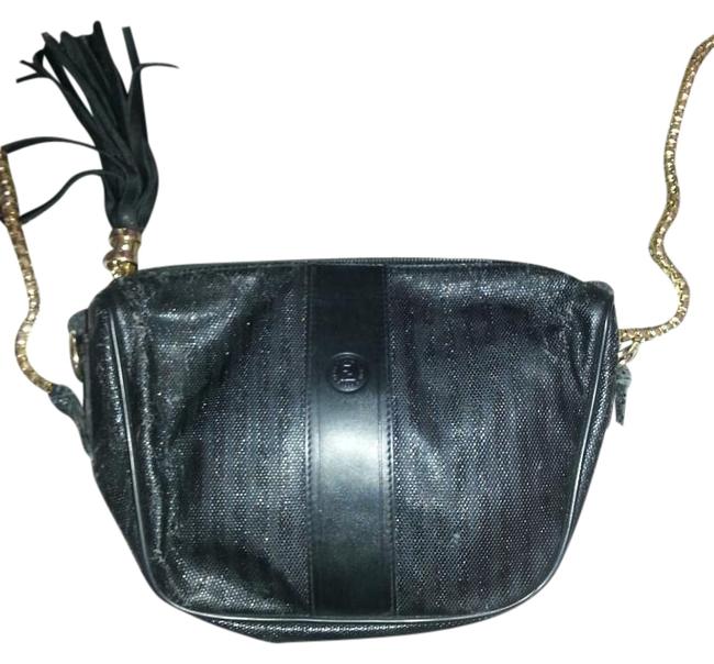 Fendi Black Leather Coated Canvas Cross Body Bag 
