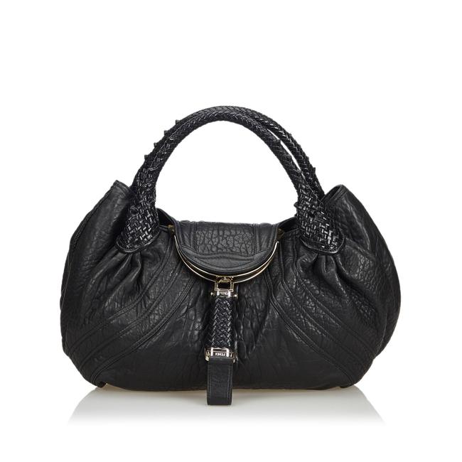 Fendi Black Leather X Others Hobo Bag 