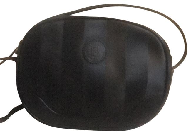 Fendi Blk LeatherCanvas Cross Body Bag 