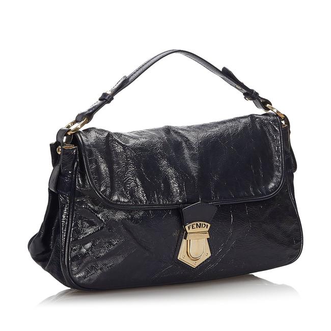 Fendi Blue Patent Leather Satchel 