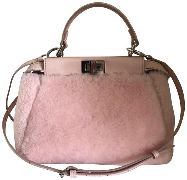 Fendi Blush Peekaboo Pink Shearling Satchel 