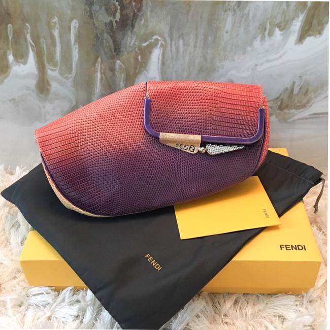 Fendi Ombre Borderline Origami Double Sided Multicolor Lizard Leather Clutch 