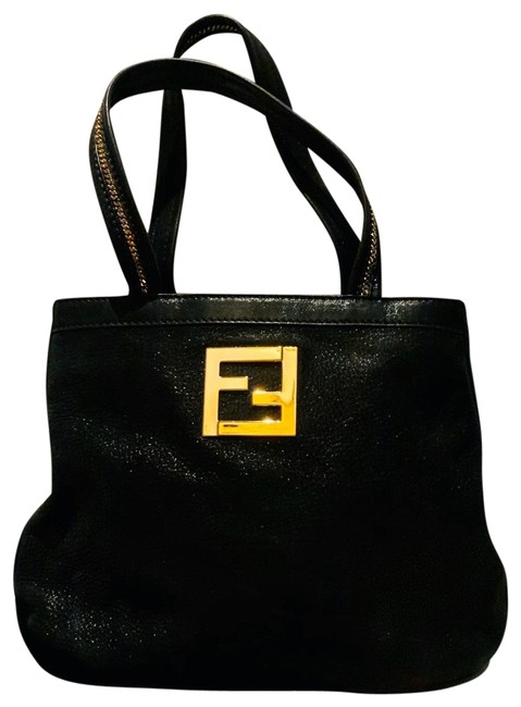 Fendi Borsa Tramezza Vitello Black Leather Hobo Bag 