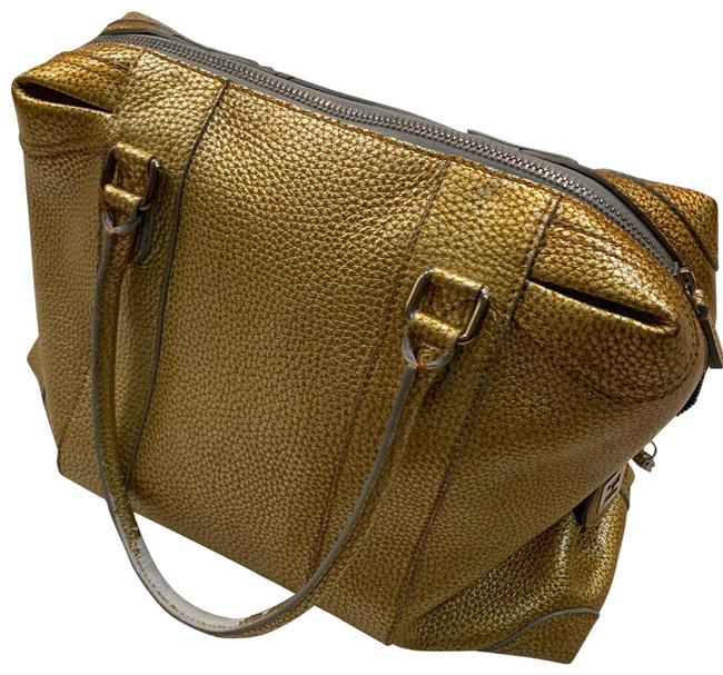 Fendi Boston Bag Gold Laminated Leather Satchel 