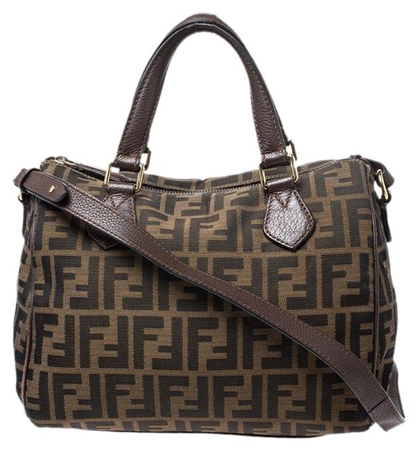 Fendi Boston Bag Tobacco Zucca Small Brown Canvas Satchel 