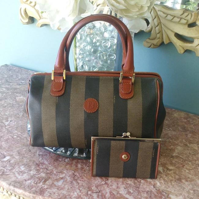 Fendi Boston with Matching Wallet Leather Satchel 