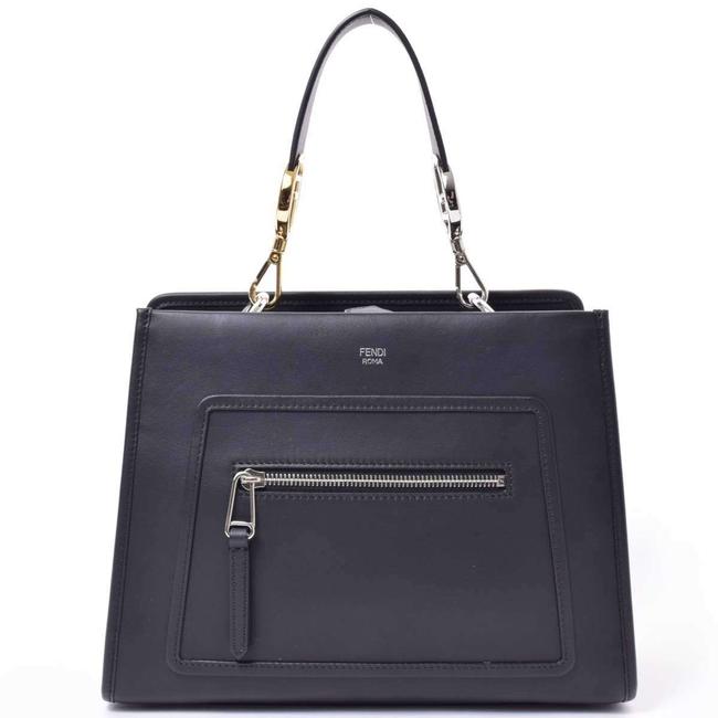 Fendi Calf Runaway 2 Way Handbag Black Leather Satchel 