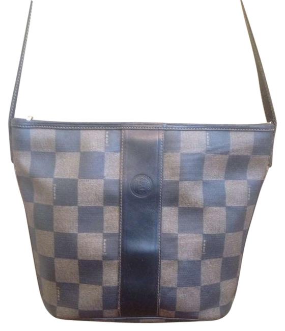 Fendi Brown and Black Checkered Cross Body Bag 