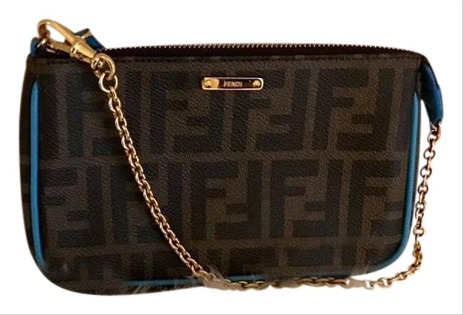 Fendi Brown and Blue Leather Clutch 