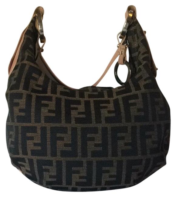 Fendi Brown and Pink Lambskin Leather Hobo Bag 