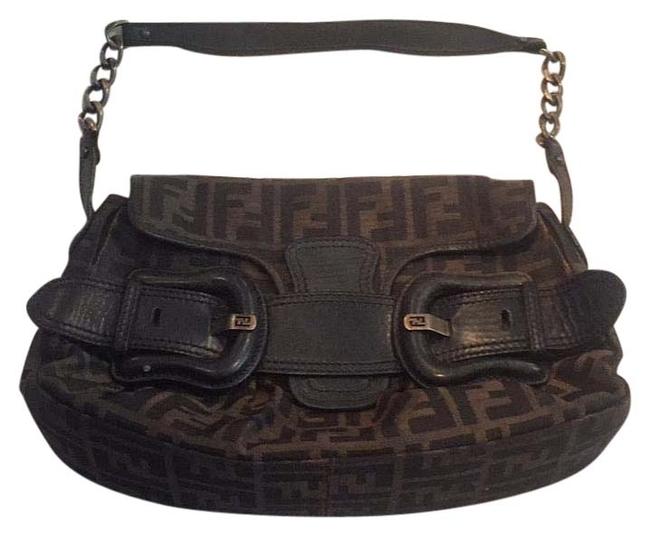 Fendi Brown Canvas Hobo Bag 