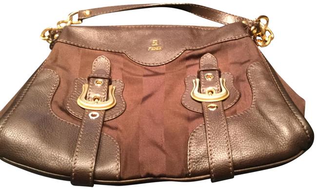 Fendi Brown Cloth and Leather Satchel 