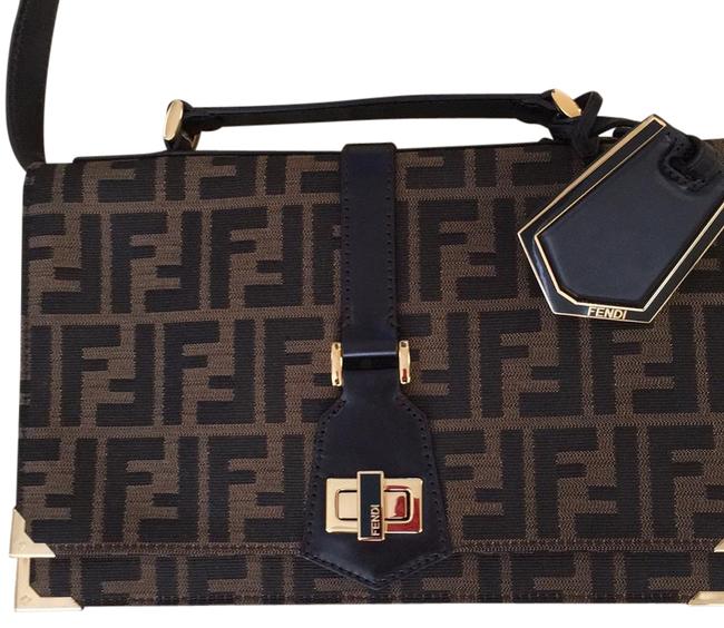 Fendi Brown Fabric and Leather Cross Body Bag 