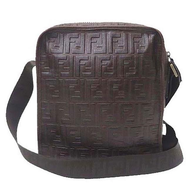 Fendi Brown Leather Zucca Cross Body Bag 