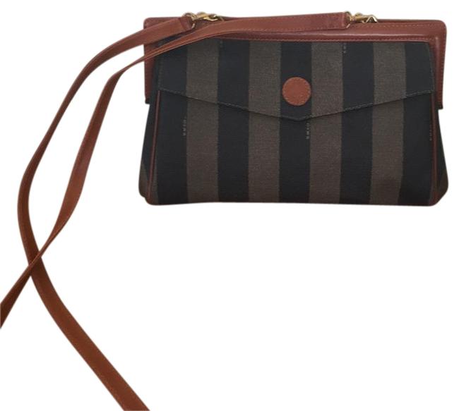 Fendi BrownsClack Canvas and Leather Cross Body Bag 