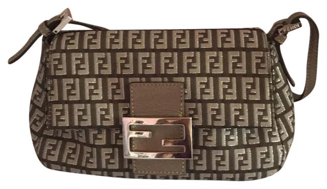 Fendi Brs Mini Mamma Silver and Dark Gray Laminated Leather Satchel 