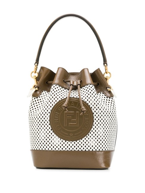 Fendi Bucket Bag Mon Tresor Brown Leather Satchel 