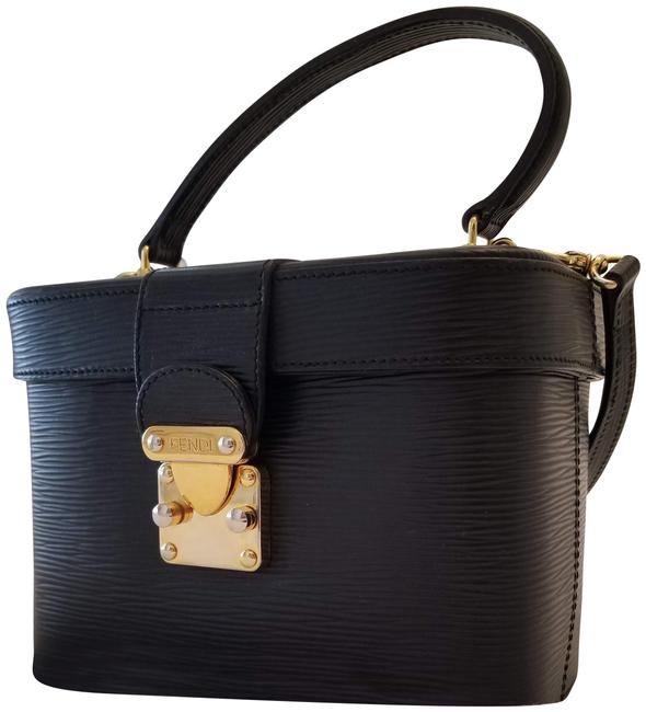 Fendi Bucket Bag Structured Black Leather Satchel 