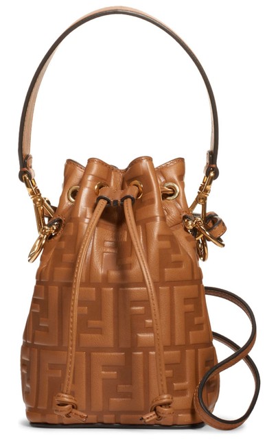 Fendi Bucket Mon Tresor Embossed Leather Cross Body Bag 