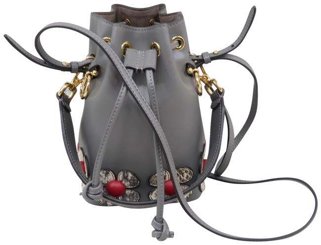 Fendi Bucket Mon Tresor Grey Calfskin Leather Satchel 
