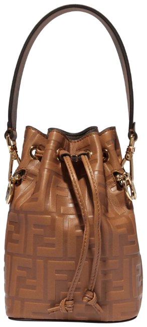 Fendi Bucket Mon Tresor Mini Ff Logo Embossed Leather Cross Body Bag 