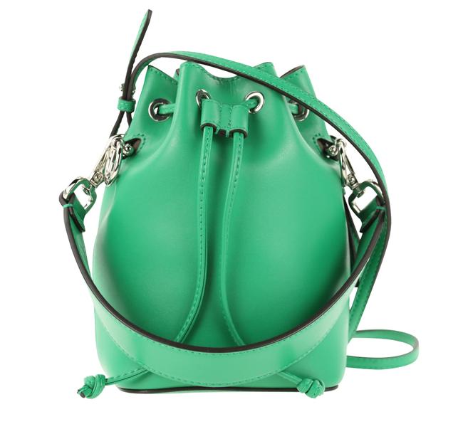 Fendi Bucket Mon Tresor Mini Green Leather Satchel 