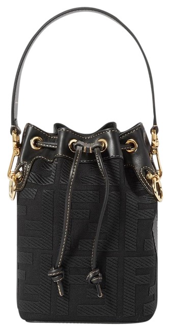 Fendi Bucket Mon Tresor Mini Leather trimmed Canvas Cross Body Bag 