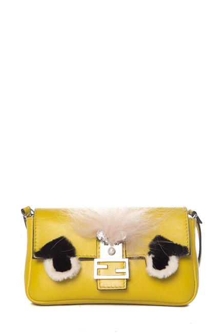 Fendi Bug Chartreuse Leather Cross Body Bag 